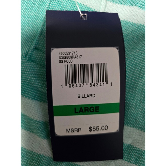 IZOD Men's Striped Golf Polo Shirt Short Sleeve Casual Large Billard (H) - Picture 5 of 5